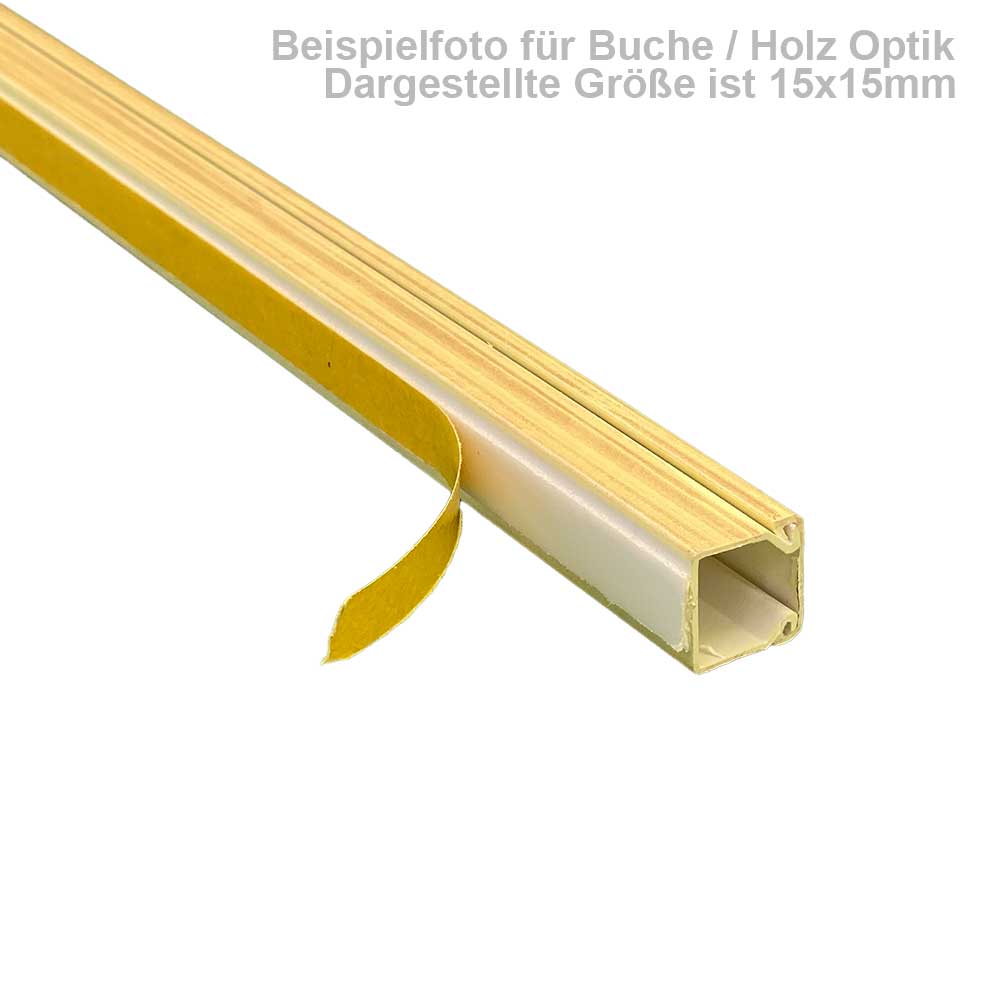 15x15 mm Kabelkanal Buche Hell Selbstklebend  2x 1m