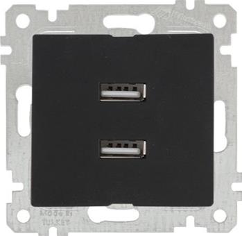 2 fach USB Steckdose mit Ladefunktion Schwarz Matt - RITA Schalterserie