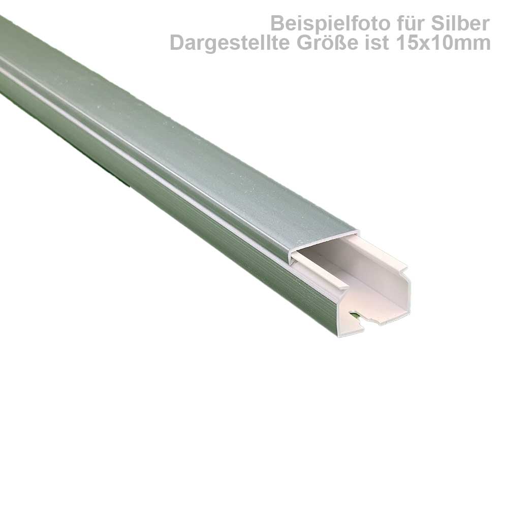 20x10 mm Kabelkanal Silber Schrauben / Bohren  2x 1m