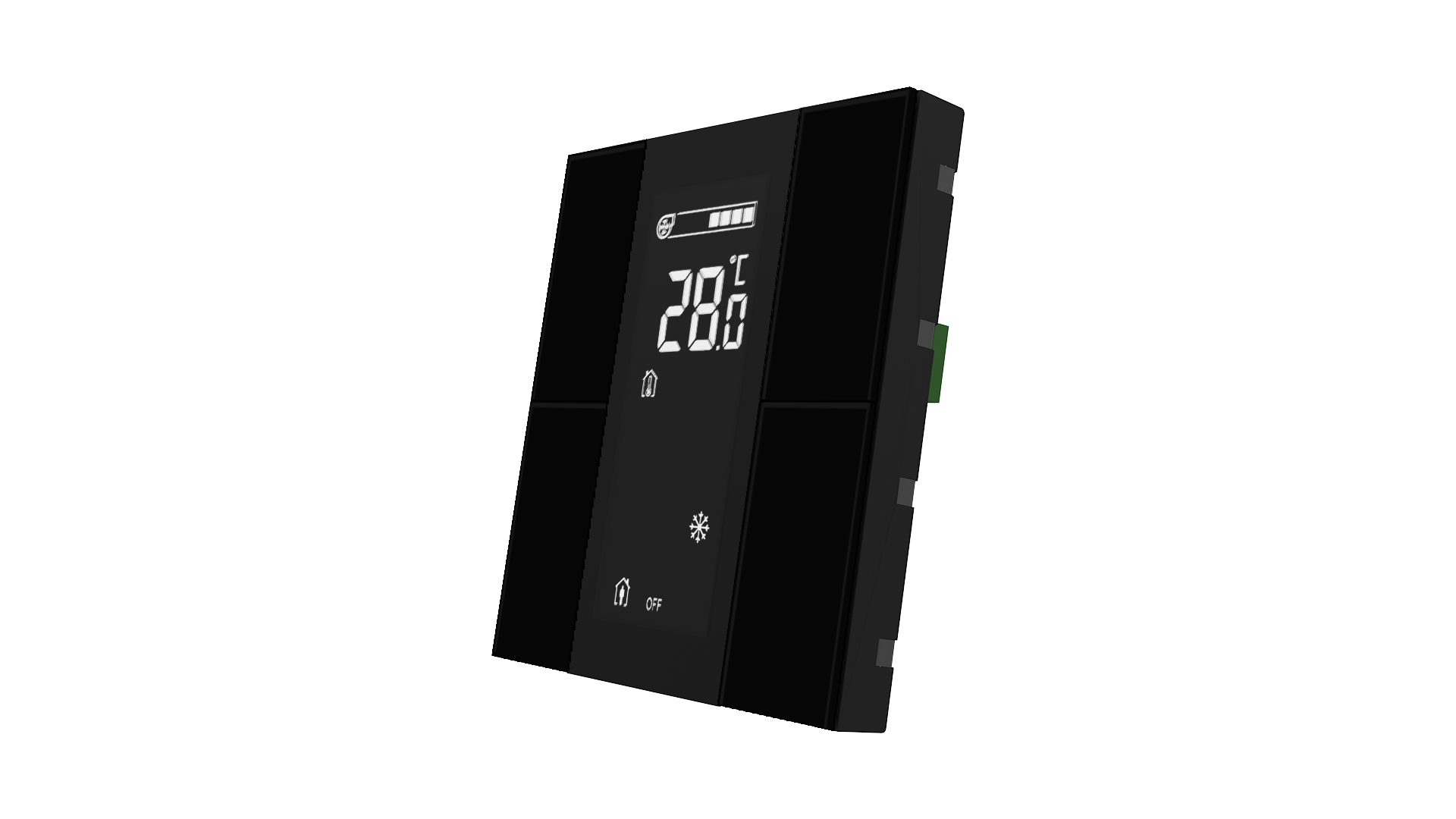 KNX Raumtemperatursensor mit Air Quality Sensor iSwitch+ Glas  Schwarz 4 Tasten