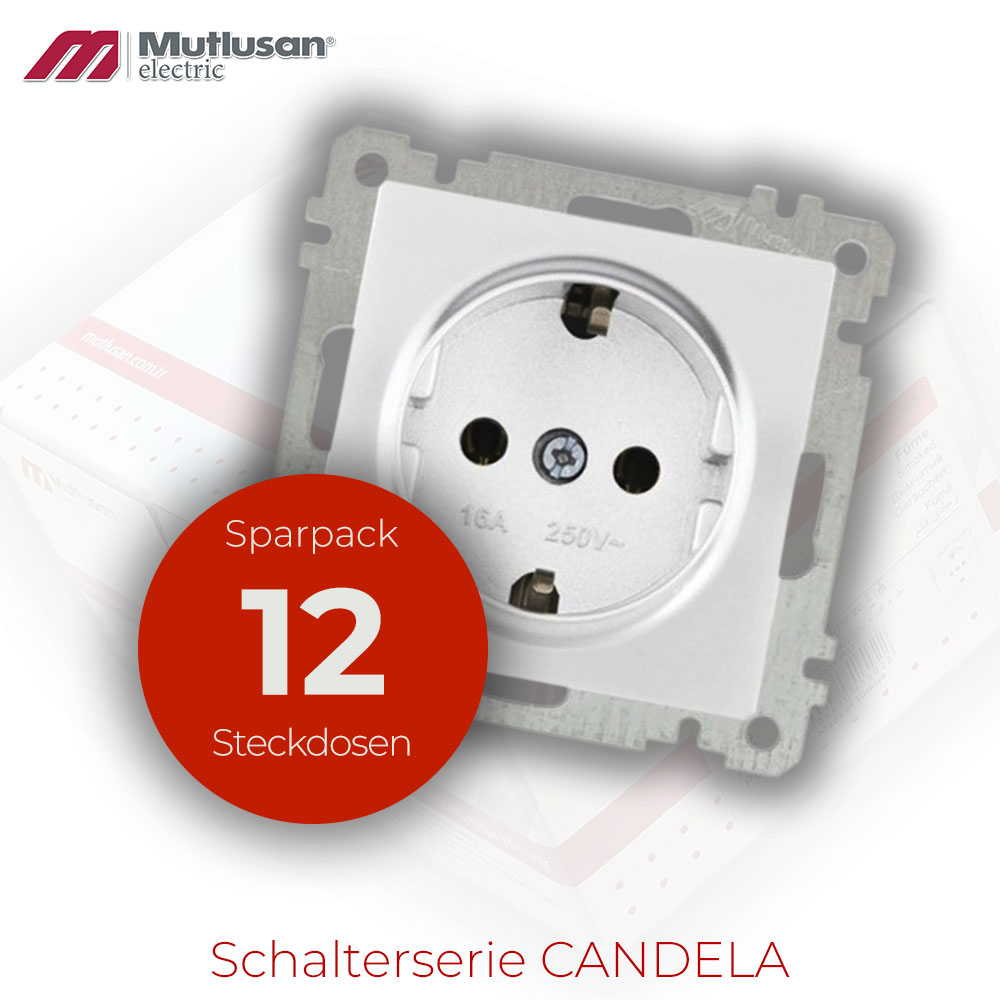 Sparset 12x Steckdose Weiß CANDELA Serie