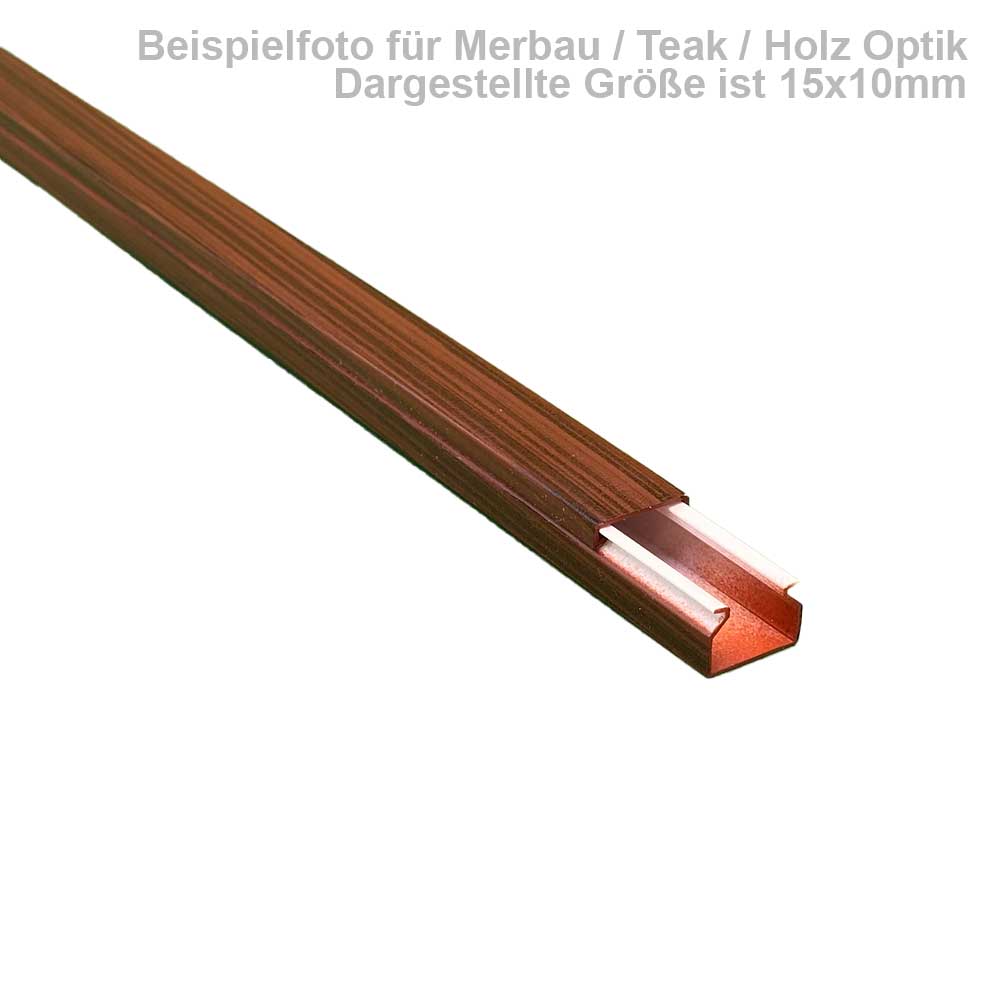 20x10 mm Kabelkanal Merbau / Teak Schrauben / Bohren  2x 1m