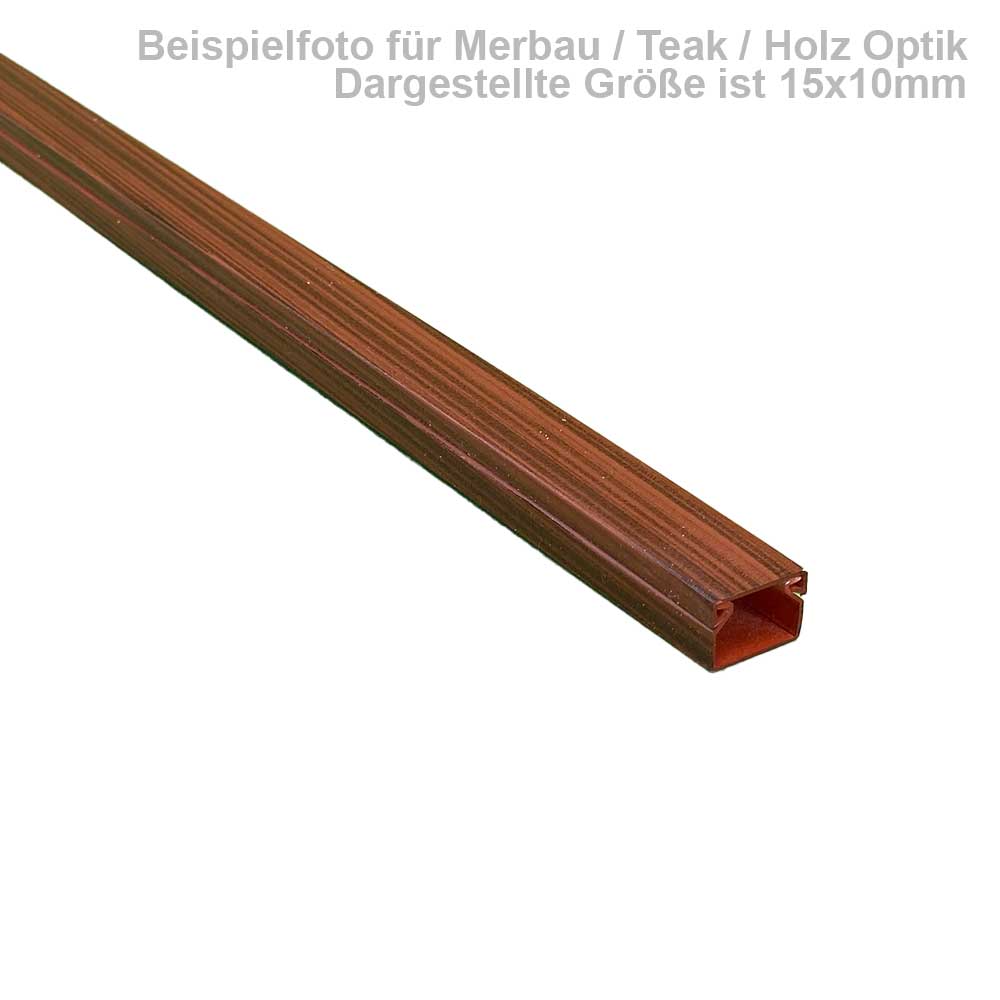 20x10 mm Kabelkanal Merbau / Teak Schrauben / Bohren  2x 1m