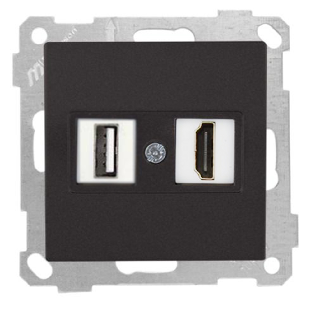 HDMI und USB Anschluss Schwarz (CANDELA Metall Optik)