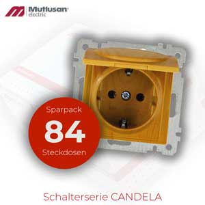 Sparset 84x Steckdose mit Klappdeckel Eiche Holz Optik CANDELA Serie