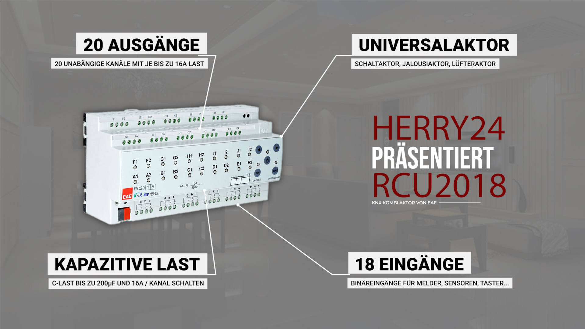 20 fach KNX Aktor mit 18 fach Binäreingang