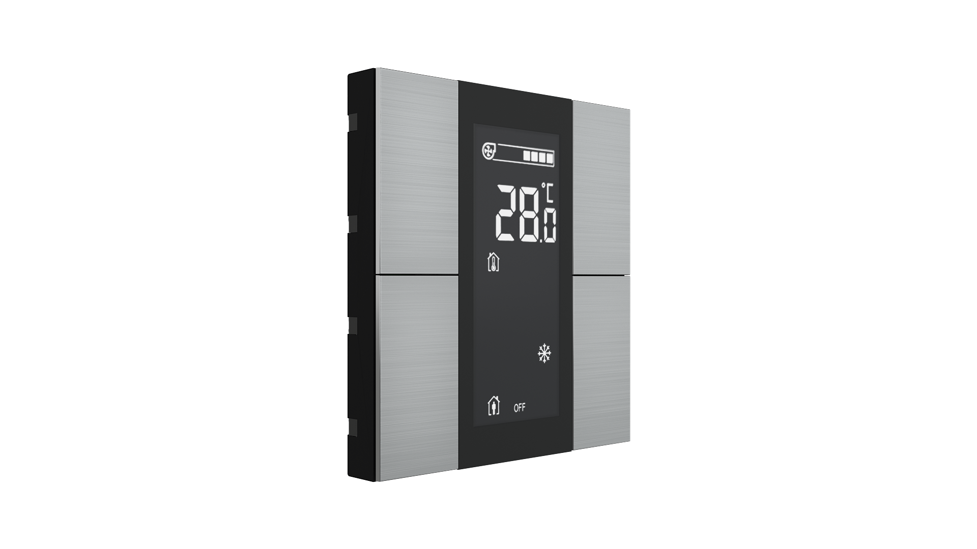 KNX Raumtemperatursensor mit Air Quality Sensor iSwitch+ Aluminium Natur 4 Tasten