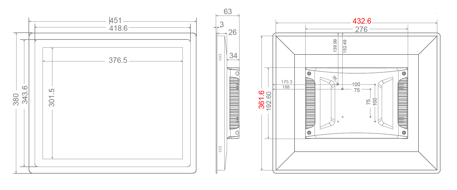 Masse vom Touchscreen