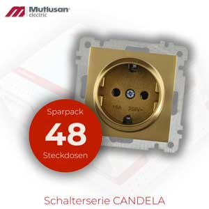 Sparset 48x Steckdose Gold CANDELA Serie