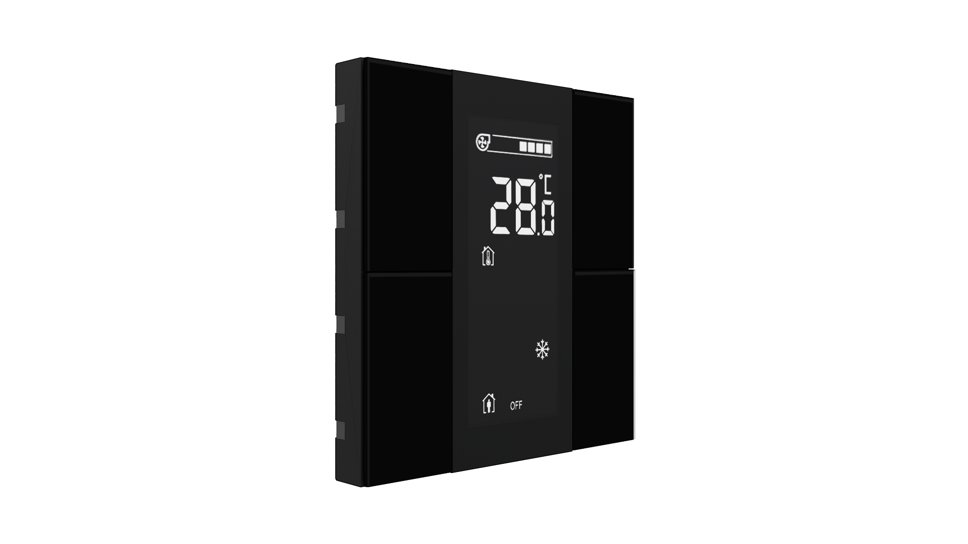 KNX Raumtemperatursensor mit Air Quality Sensor iSwitch+ Glas  Schwarz 4 Tasten