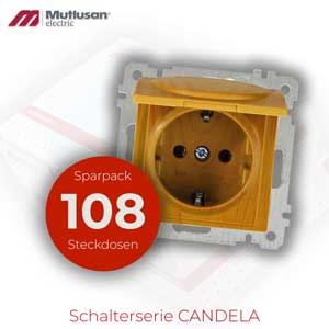 Sparset 108x Steckdose mit Klappdeckel Eiche Holz Optik CANDELA Serie