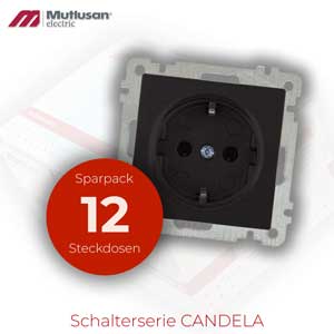 Sparset 12x Steckdose Schwarz CANDELA Serie