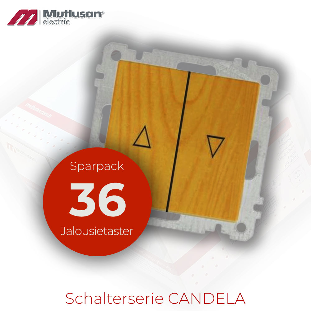 Sparset 36x Jalousie / Rollladen Taster Eiche Holz Optik CANDELA Standart