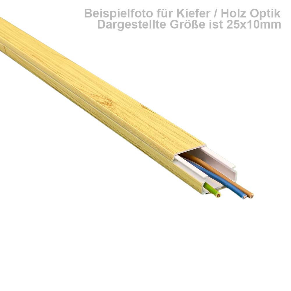 20x10 mm Kabelkanal Kiefer / Fichte zum Schrauben / Bohren 2x 1m