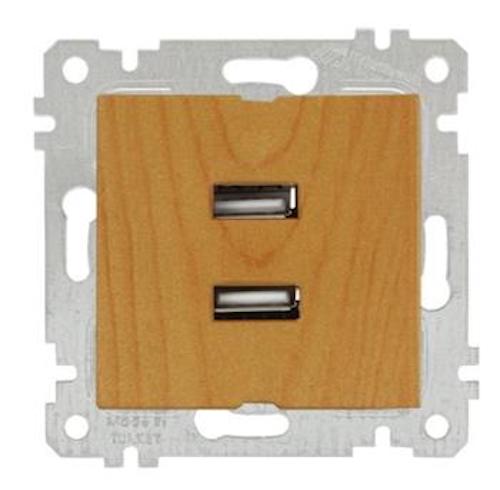 USB Steckdose 2 fach Eiche (RITA Holz Optik)