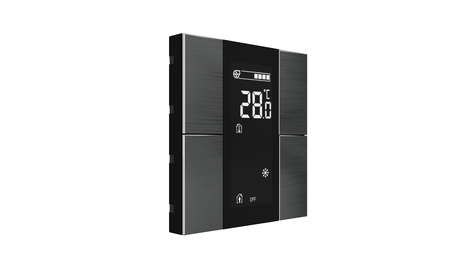 KNX Raumtemperatursensor mit Air Quality Sensor iSwitch+ Edelstahl  Natur 4 Tasten