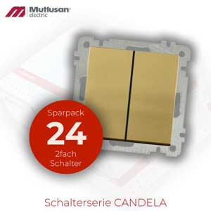 Sparset 24x Serienschalter / 2 fach Schalter Gold Metall Optik CANDELA Standard