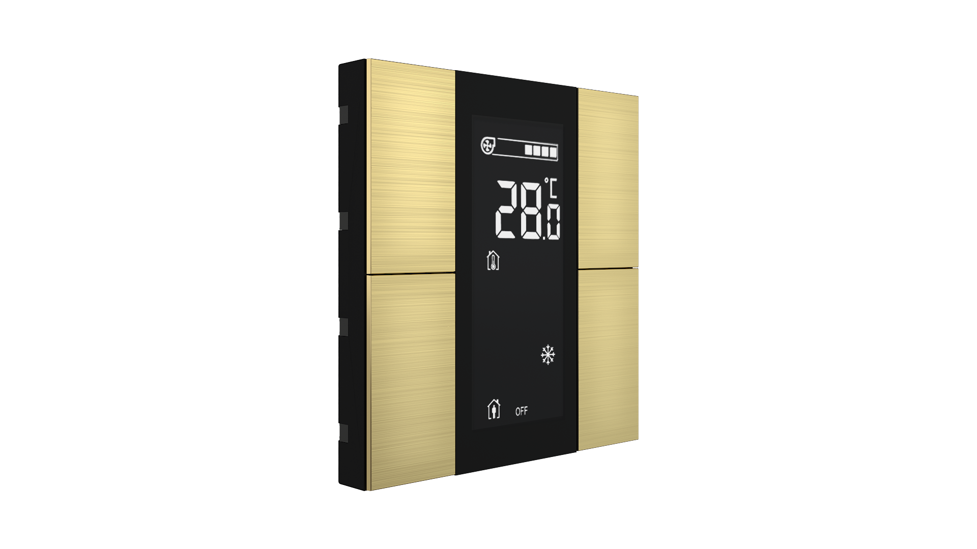 KNX Raumtemperatursensor mit Air Quality Sensor iSwitch+ Aluminium Gold 4 Tasten