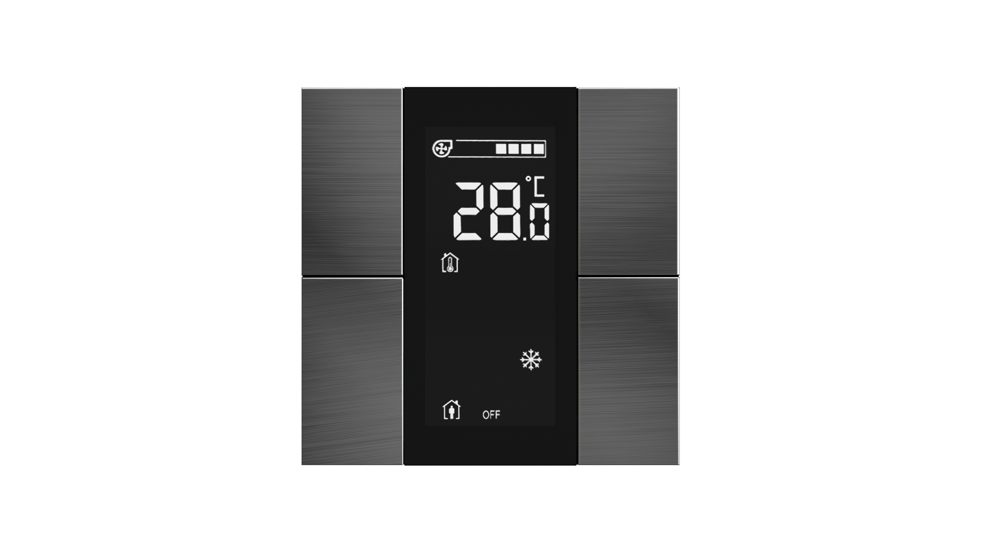 KNX Raumtemperatursensor mit Air Quality Sensor iSwitch+ Edelstahl  Natur 4 Tasten