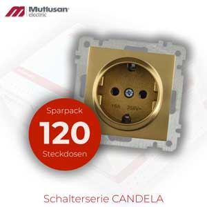 Sparset 120x Steckdose Gold CANDELA Serie