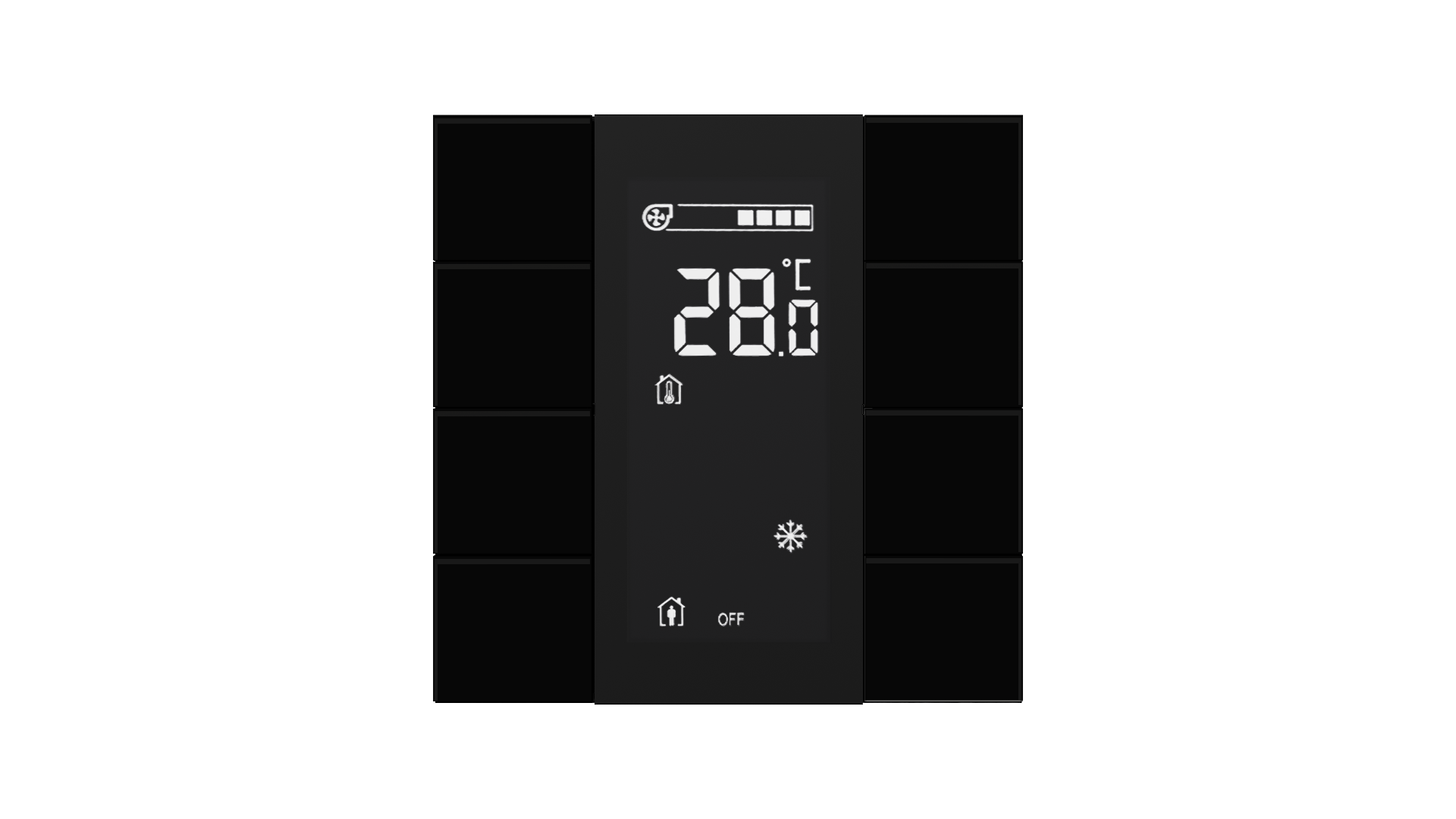 KNX Raumtemperatursensor iSwitch+ Glas Schwarz 8 Tasten
