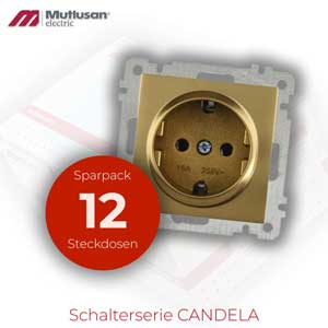 Sparset 12x Steckdose Gold CANDELA Serie
