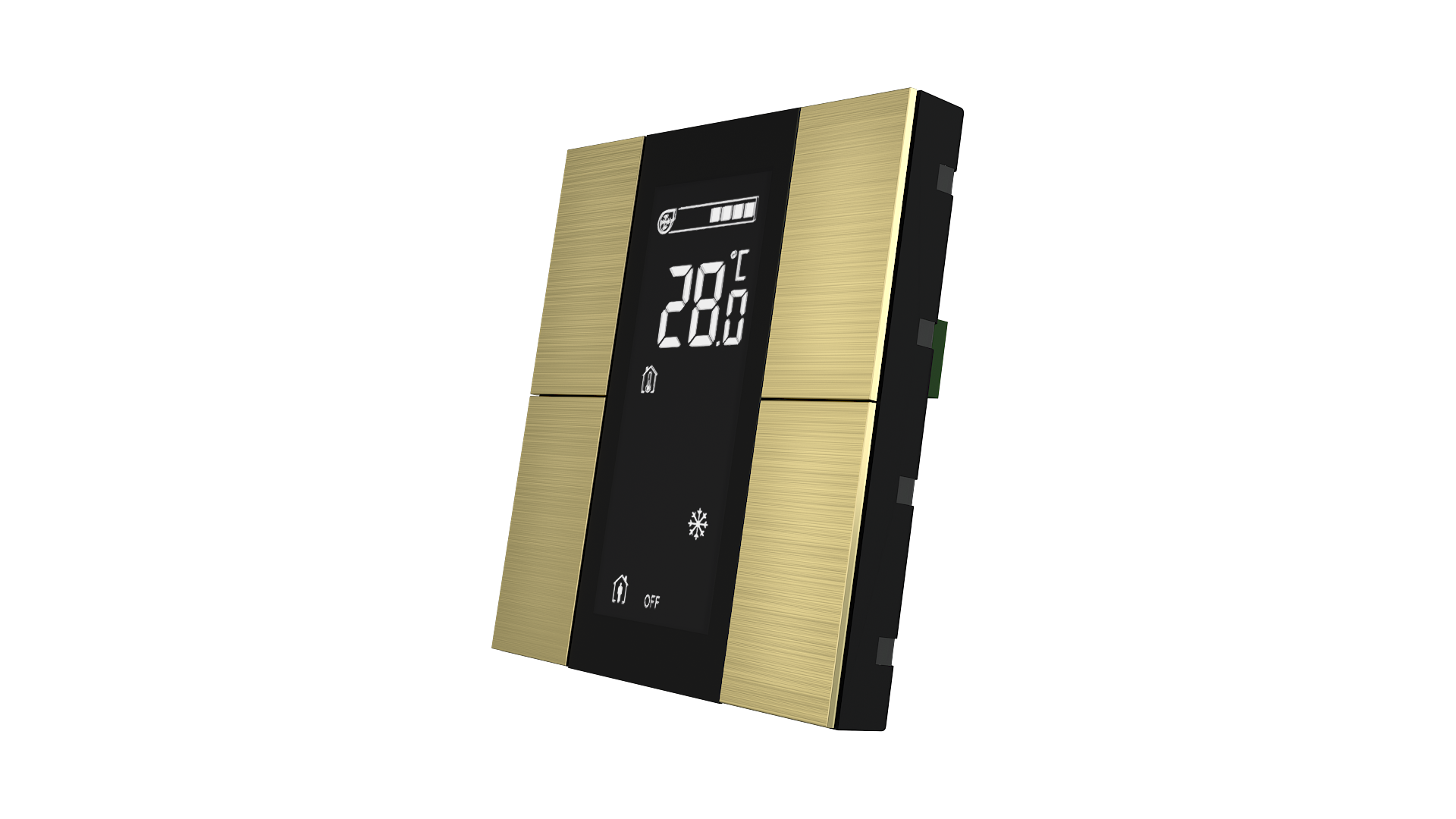 KNX Raumtemperatursensor mit Air Quality Sensor iSwitch+ Aluminium Gold 4 Tasten