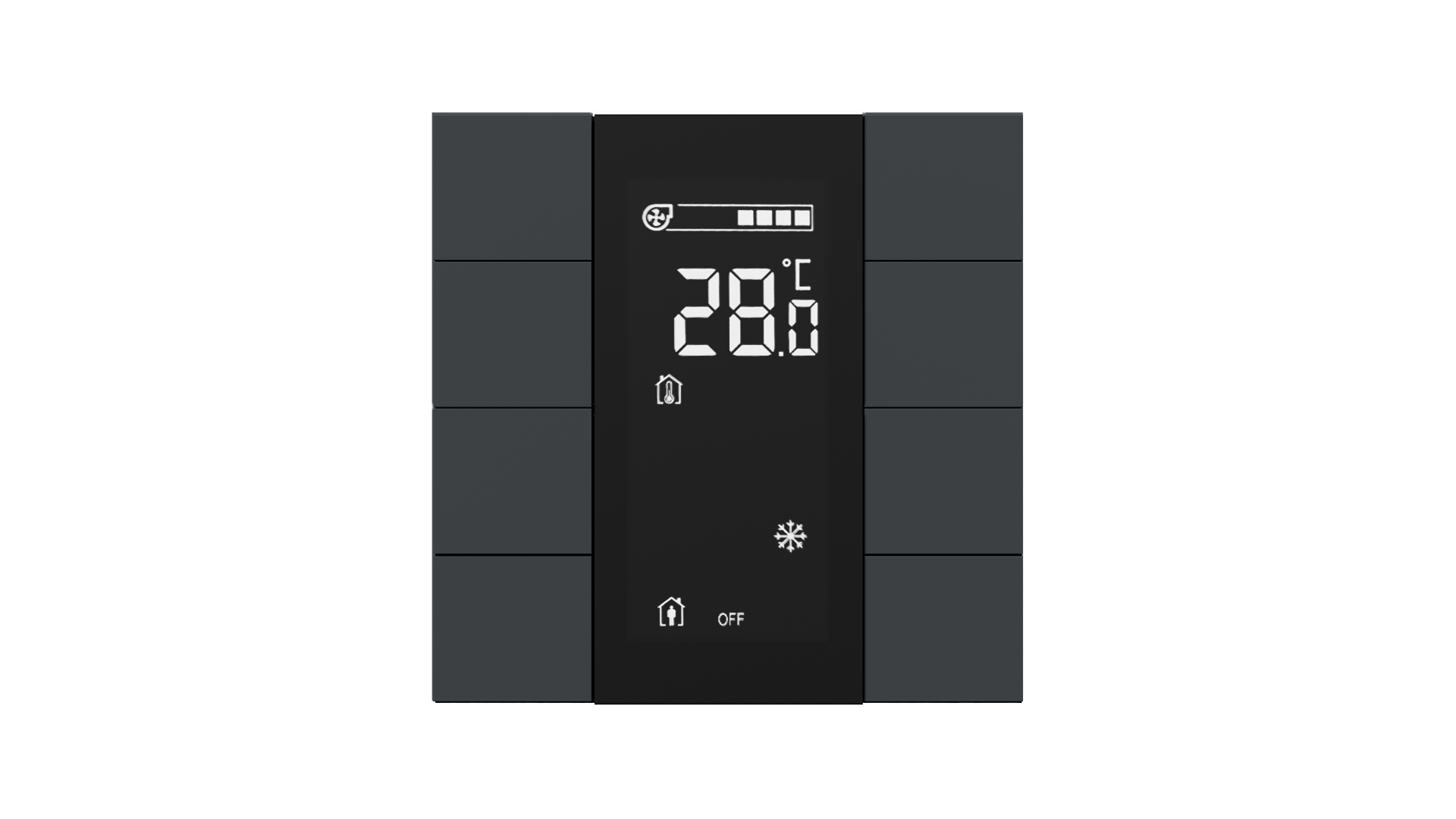 KNX Raumtemperatursensor mit Air Quality Sensor iSwitch+ Anthrazit matt 8 Tasten
