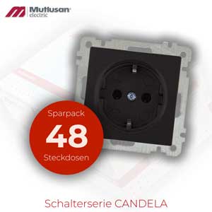 Sparset 48x Steckdose Schwarz CANDELA Serie