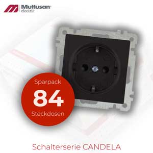 Sparset 84x Steckdose mit Kindersicherung Schwarz CANDELA Matt / Metall  Optik